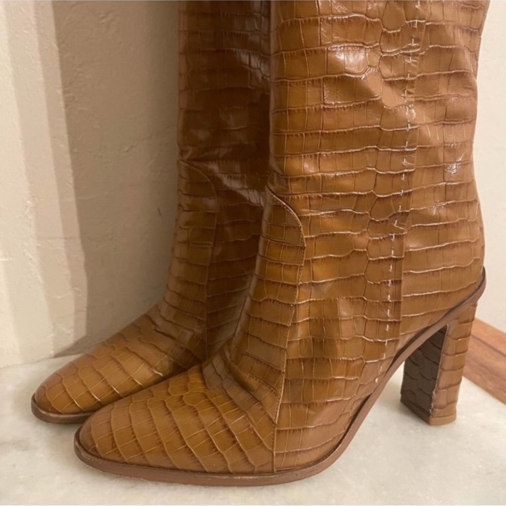 Maxmara over the knee croc embossed boots - Picture 8 of 10